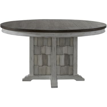 River Place Pedestal Table Set In Riverstone White and Tobacco