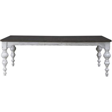 River Place Rectangular Leg Table In Riverstone White and Tobacco