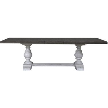 River Place Trestle Table Set In Riverstone White and Tobacco