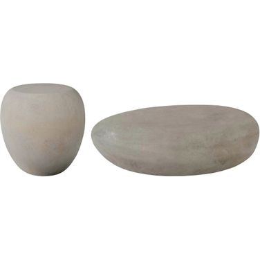 River Stone Occasional Table Set In Off White