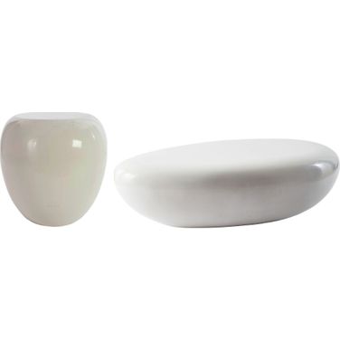 River Stone Occasional Table Set In White
