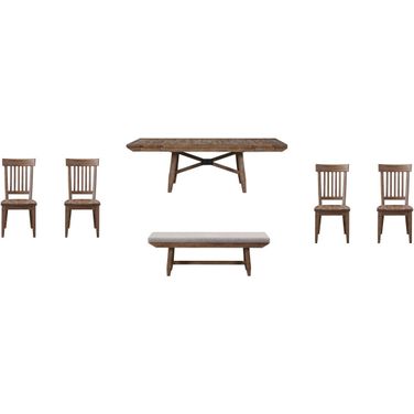 Riverdale 6Pc Dining Set with One Bench In Brown