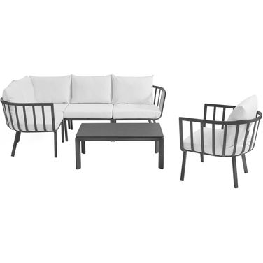 Riverside Gray and White 6 Piece Outdoor Patio Aluminum Set
