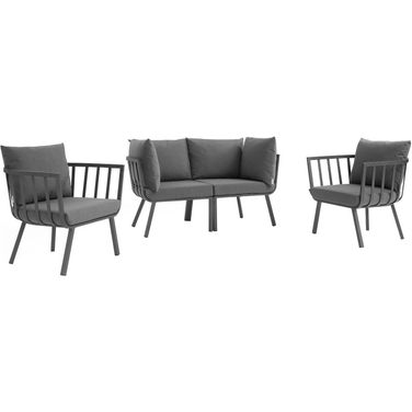 Riverside Gray Charcoal 4 Piece Outdoor Patio Aluminum Set