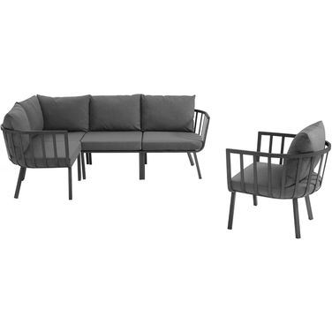 Riverside Gray Charcoal 5 Piece Outdoor Patio Aluminum Set EEI-3792-SLA-CHA