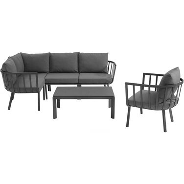 Riverside Gray Charcoal 6 Piece Outdoor Patio Aluminum Set EEI-3795-SLA-CHA