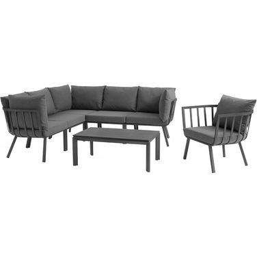Riverside Gray Charcoal 7 Piece Outdoor Patio Aluminum Set