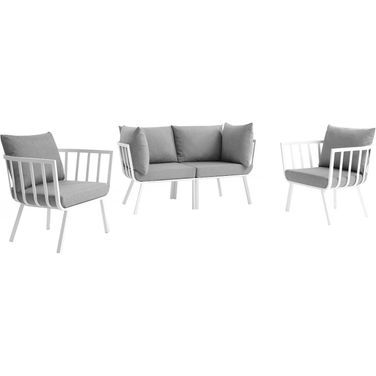 Riverside White and Gray 4 Piece Outdoor Patio Aluminum Set