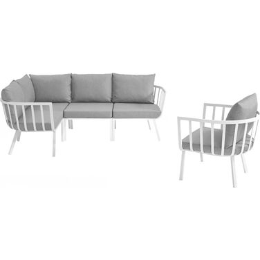 Riverside White and Gray 5 Piece Outdoor Patio Aluminum Set
