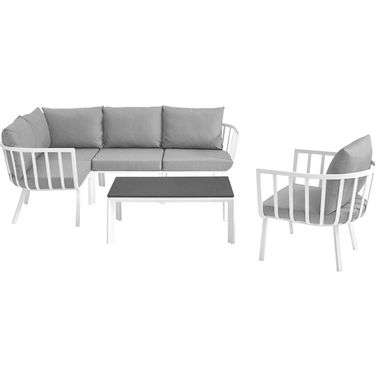 Riverside White and Gray 6 Piece Outdoor Patio Aluminum Set