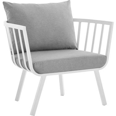 Riverside White and Gray Outdoor Patio Aluminum Arm Chair