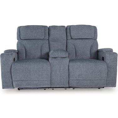 RiverTest Power Reclining Loveseat with Console In Steel