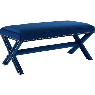 Rivet Navy Performance Velvet Bench