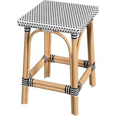 Riviera Square 24 Inch H Rattan Counter Stool In Black and White