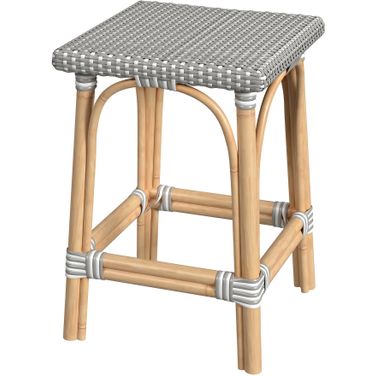 Riviera Square 24 Inch H Rattan Counter Stool In Gray and White