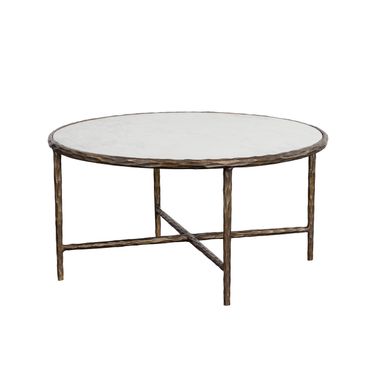 Riyaz Coffee Table In Antique Brass and White