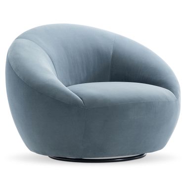 Rizz Fabric Swivel Chair In Blue