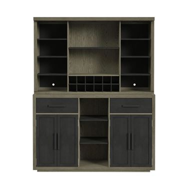 Rizzo Buffet and Hutch with Light In Grey and Dark Espresso