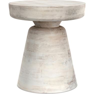 Robbie Solid Mango Wood Accent Table In Distressed White Wash