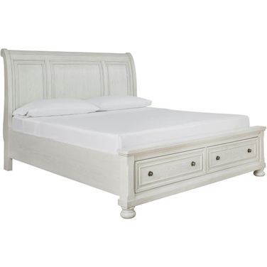 Robbinsdale Antique White California King Sleigh Storage Bed