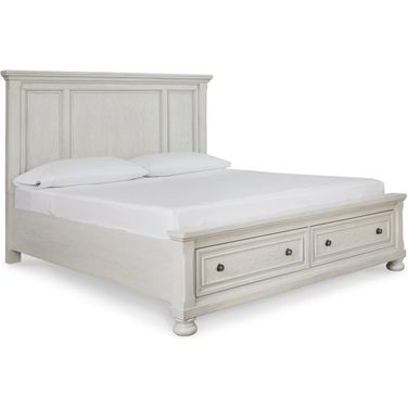 Robbinsdale King Panel Storage Bed In Antique White