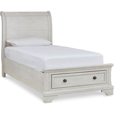 Robbinsdale Antique White Twin Sleigh Storage Bed