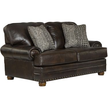 Roberto Top Grain Italian Leather Match Loveseat In Cocoa