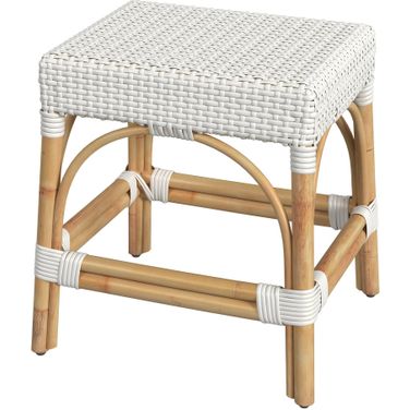Robias Rattan Rectangular 18 Inch Dining Stool In White