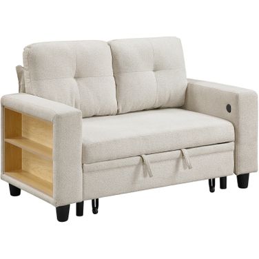 Robinson Loveseat with Pull-out Bed and Charging Ports In Beige