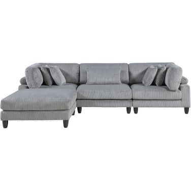 Robstown 4-Piece Modular Sectional with Ottoman In Gray
