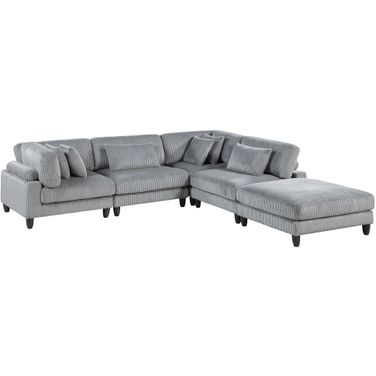 Robstown 5-Piece Modular Sectional with Ottoman In Gray
