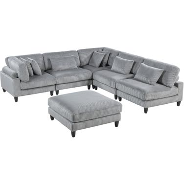 Robstown 6-Piece Modular Sectional with Ottoman In Gray