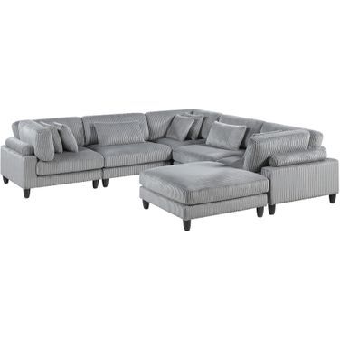 Robstown 6-Piece Modular Sectional with Ottoman In Gray