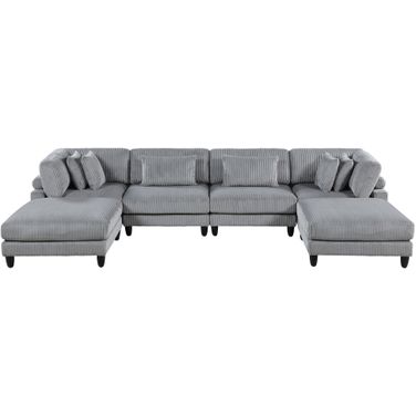 Robstown 6-Piece Modular Sectional with Ottomans In Gray