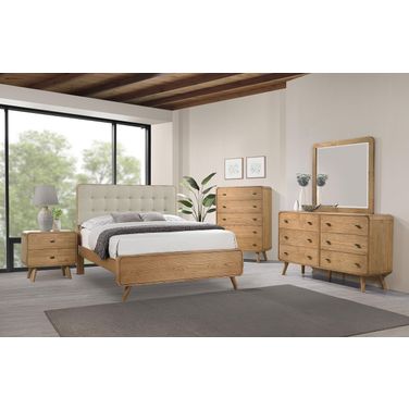Robyn Platform Bedroom Set In Light Ash and Cool Beige