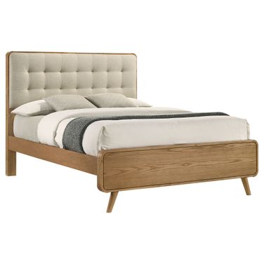 Robyn Wood Eastern King Platform Bed In Light Ash and Cool Beige