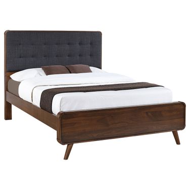 Robyn Wood Full Platform Bed In Dark Walnut and Dark Grey