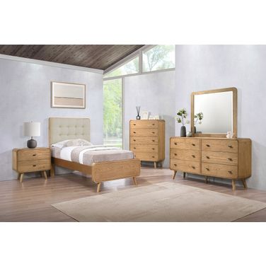Robyn Youth Platform Bedroom Set In Light Ash and Cool Beige