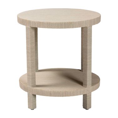 Rocco Woven Grasscloth End Table In Natural