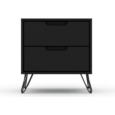 Rockefeller 2.0 Mid-Century - Modern Nightstand With 2-Drawer In Black
