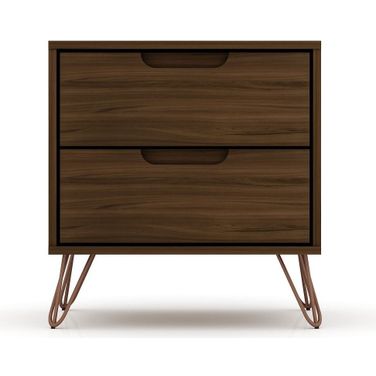 Rockefeller 2.0 Mid-Century - Modern Nightstand With 2-Drawer In Brown