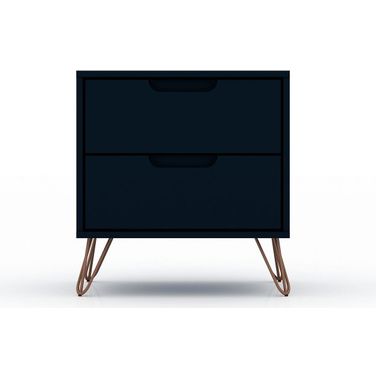 Rockefeller 2.0 Mid-Century - Modern Nightstand With 2-Drawer In Tatiana Midnight Blue