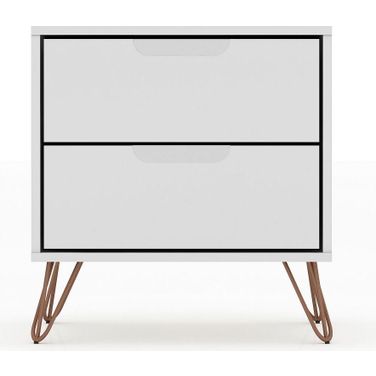 Rockefeller 2.0 Mid-Century - Modern Nightstand With 2-Drawer In White