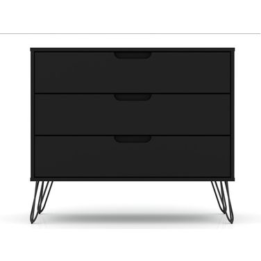 Rockefeller Mid-Century Modern Dresser with 3 Drawers In Black