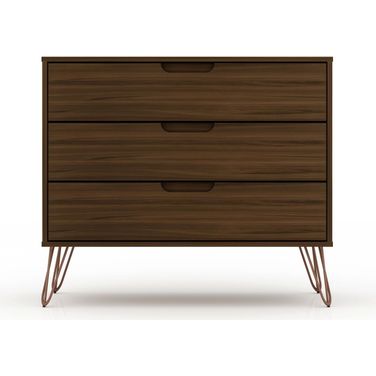 Rockefeller Mid-Century Modern Dresser with 3 Drawers In Brown