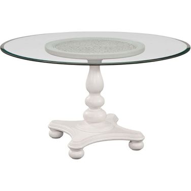 Rodanthe Dove White Pedestal Glass Top 54 Inch Dining Table