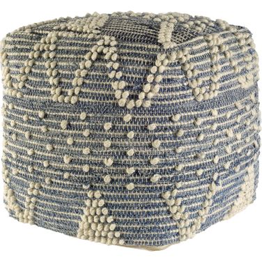 Rofi Pouf In Blue and Ivory