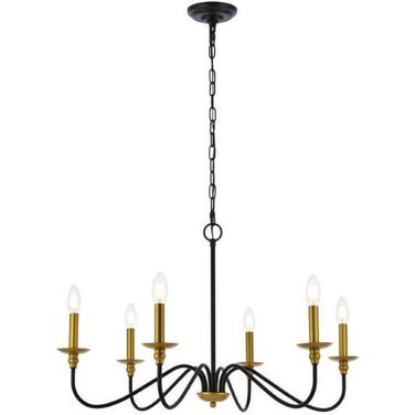 Rohan 30 Inch Chandelier In Matte Black And Brass