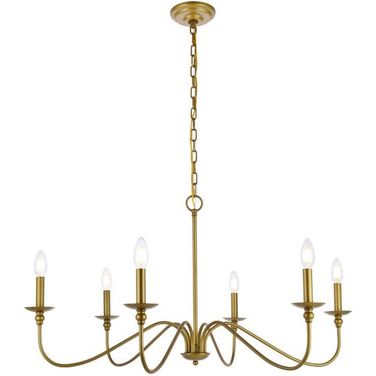 Rohan 6 Lights Brass Chandelier