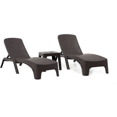 Roma 3-Piece Chaise Lounger Set In Brown